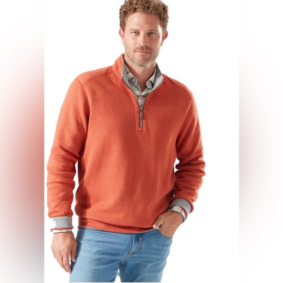 NEW! Tommy Bahama Reversible Flipshore Half Zip Pullover Sweater Orange 2XL - Picture 1 of 12